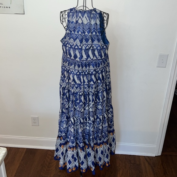 NWT Anthropologie Diaz Tiered Maxi Dress Blue Abstract Sleeveless size M - Picture 6 of 9